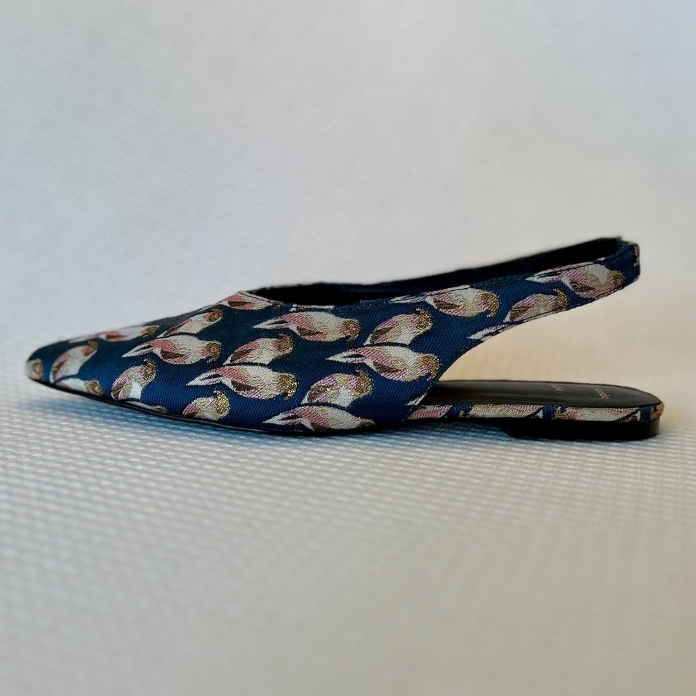 Love Birds print sling back flats